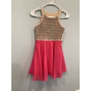 Rare Editions Big Girls Dress Size 10 Rhinestone Bling Pink Party Dance Formal